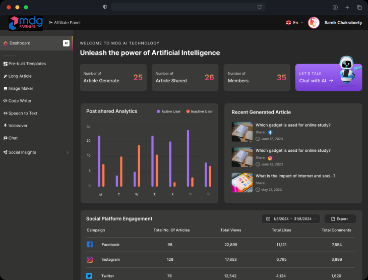 MDG Partners Dashboard